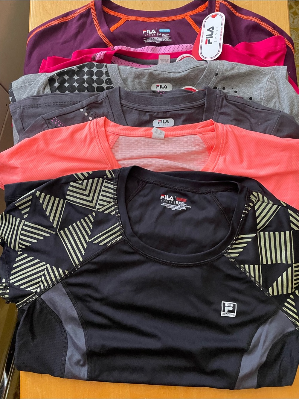 FILA Active Running Tops Bundle Lot of 6 (5 Short & 1 Long) All New With Tags